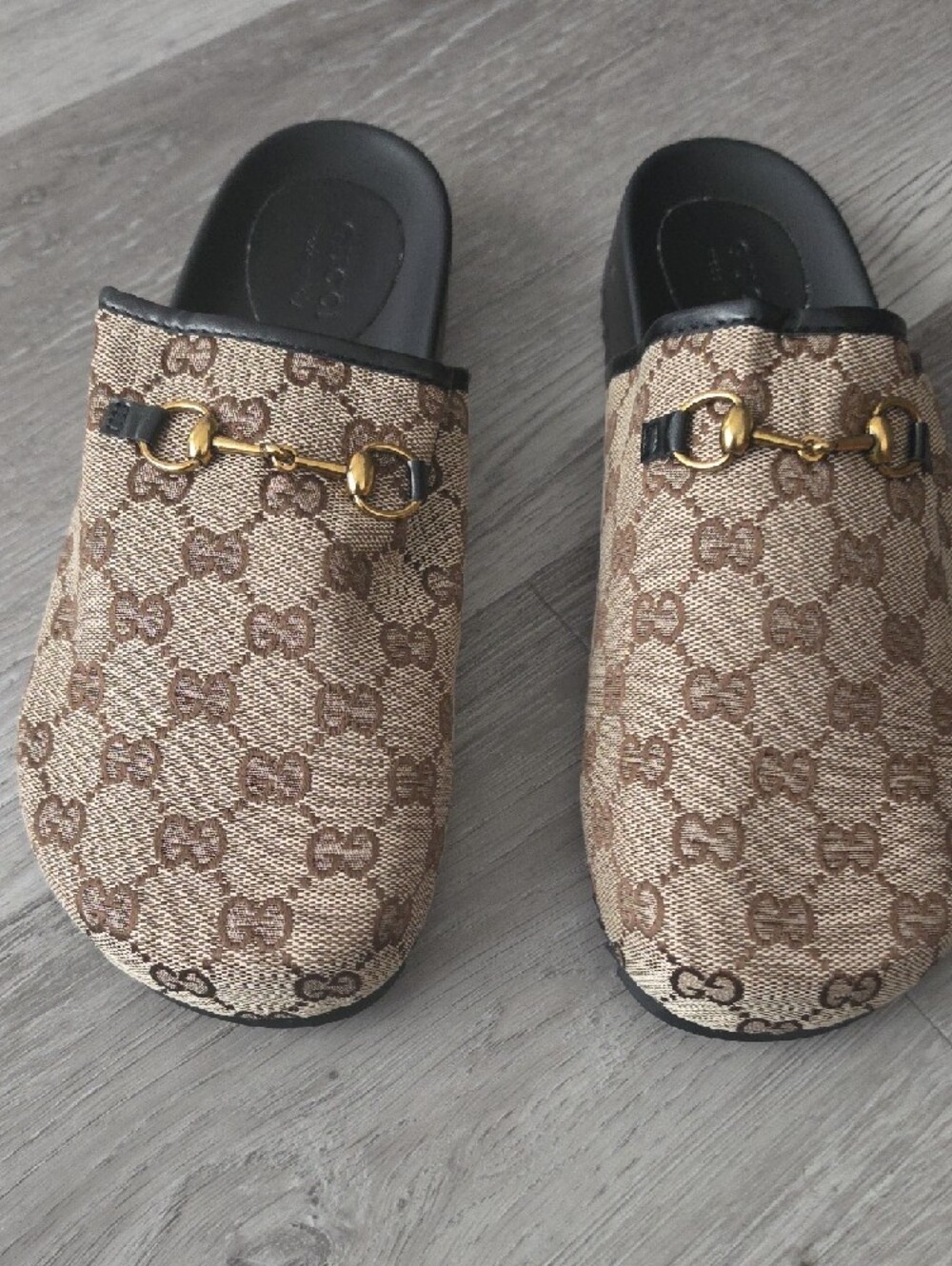 Gucci Beige/Brown GG Canvas Horsebit Slip-Ons - Picture 2 of 4